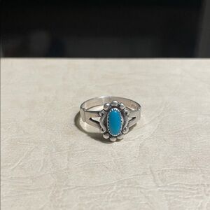 Sterling Silver and Blue Stone Women's Ring Size 6
